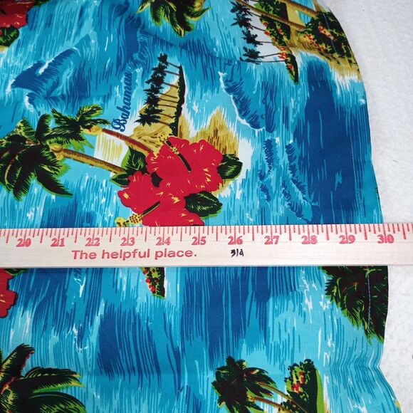 Rina Bahama’s Bright Blue Island Scene Shirt XL Resort Wear Tropical Hawaiian - Picture 8 of 9